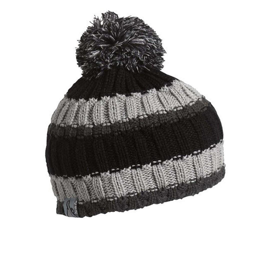 Charcoal Grey and Black Stripe Pom Pom Beanie | New Release