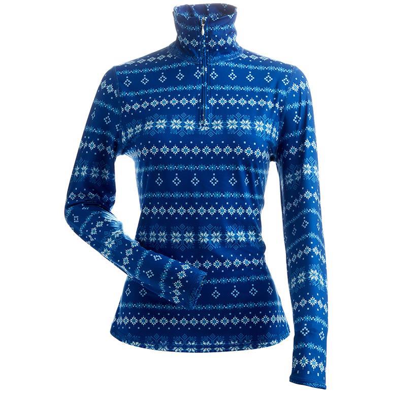 Electric Blue, X-Small Nils Women's Snowflake T Neck Top