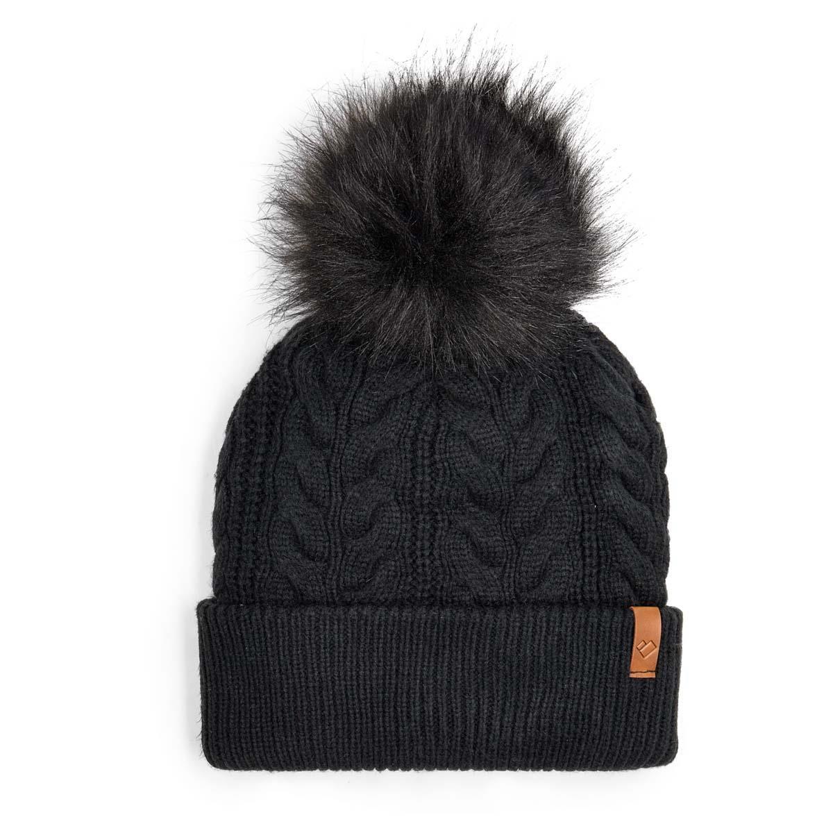 Obermeyer Women\'s Fir FF Beanie Black White Hat Pom Pom NWT The Striped Double Pom Beanie - Choose your colors – Charlie  main image 4