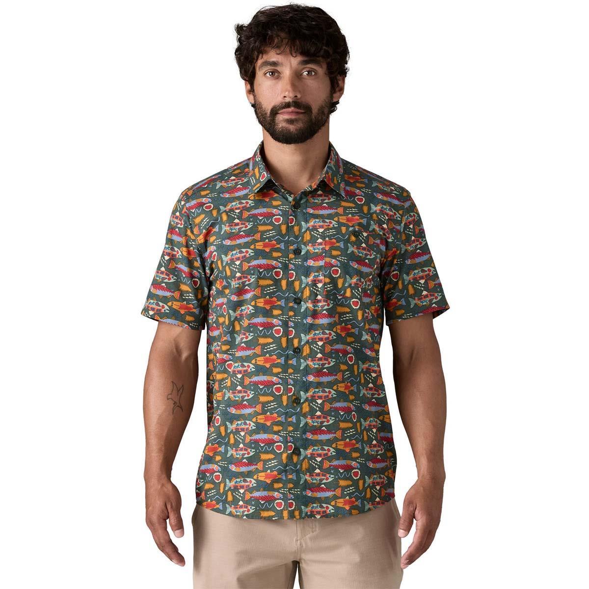 Small, Salmon Energy / Old Growth Green Patagonia Men's Go To Shirt Small, Salmon Energy / Old Growth Green Patagonia Men's Go To Shirt