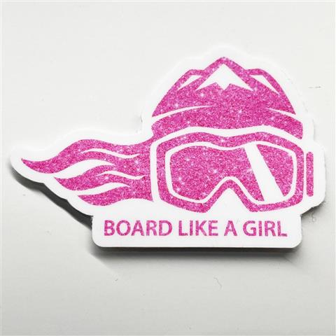 Ski Like A Girl 3 Pink Glitter Sticker