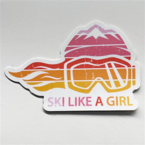 Ski Like A Girl 3&quot; Retro Sunset Sticker