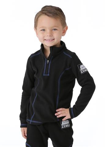 Zemu Little Boys 1/4 Zip Black Fleece Top - Youth