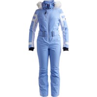 Nils Women's Deer Valley Stretch Faux Fur One Piece Suit - Cornflower / White