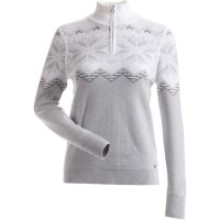 Nils Women's Snowflake 1/4 Zip Sweater - Silver / White