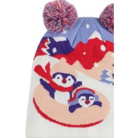 Spyder Girl's Penguin Double Pom Hat - Multi