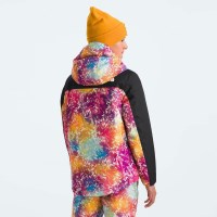 The North Face Girls' Freedom Insulated Jacket - Radiant Poppy Blowing Wind Print