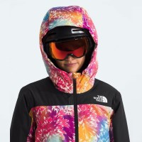 The North Face Girls' Freedom Insulated Jacket - Radiant Poppy Blowing Wind Print