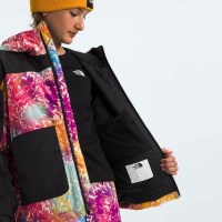 The North Face Girls' Freedom Insulated Jacket - Radiant Poppy Blowing Wind Print