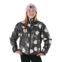 The North Face Girls' Reversible Shasta Full Zip Jacket - TNF Black Winter Flowers Print / Foil