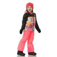 The North Face Kids' Freedom Insulated Jacket - Radiant Poppy Blowing Wind Print