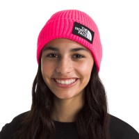 The North Face TNF Box Logo Cuffed Beanie - Youth - Radiant Poppy