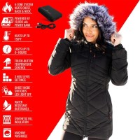 ActionHeat Women's Philadelphia Eagles 5V Long Puffer Battery Heated Jacket - Black