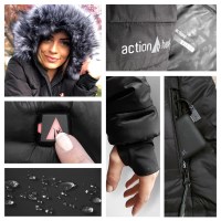 ActionHeat Women's Philadelphia Eagles 5V Long Puffer Battery Heated Jacket - Black