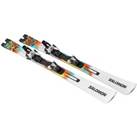 Salomon Men's Addikt Pro 76 Skis + Salomon Men's MI 12 GW Bindings - White / Turquoise / Orange