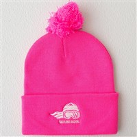 Ski Like A Girl Embroidered Pom-Pom Hat - Ski Like A Girl - Neon Pink