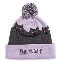 Turtle Fur Kid's #Meowntains Pom Beanie - Lavender