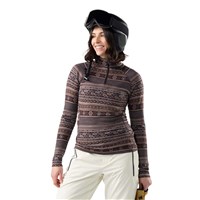 Smartwool Women's Classic Thermal Merino Base Layer 1/4 Zip - Mocha Fair Isle Fun
