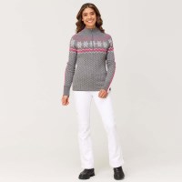 Krimson Klover Women's Snowhut 1/4 Zip Neck Sweater - M. Grey