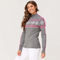 Krimson Klover Women's Snowhut 1/4 Zip Neck Sweater - M. Grey