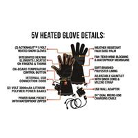 ActionHeat Women's 5V Battery Heated Snow Gloves - Black