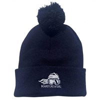 Ski Like A Girl Embroidered Pom-Pom Hat - Board Like A Girl - Navy