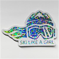 Ski Like A Girl 3 Holographic Glitter Sticker - Ski Like A Girl