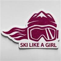 Ski Like A Girl 3 Pink Glitter Sticker - Ski Like A Girl - Pink